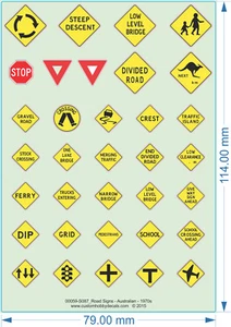 Road Signs - Australian - 1970s - HO (1/87) N (1/160) - Water Decal - Picture 1 of 3