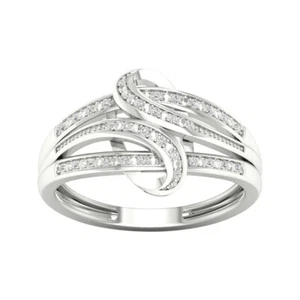 10k White Gold 1/10 Ct Round Diamond Solitaire Engagement Ring Size 8 - Picture 1 of 5