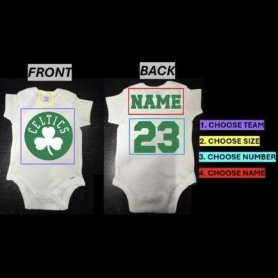 Camiseta deportiva personalizada NBA MLB NFL NHL recién nacido bebé bebé camiseta traje corporal Foto 1 de 4