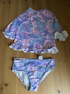 Lilly Pulitzer Girls Multi Bobby Rashguard Swim Set Lilac Rose Print Size 6 - Picture 1 of 7