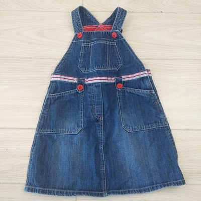 Vestido de mezclilla vintage para niñas Gymboree talla 6 forro estampado de ballenas con ribete rojo Foto 1 de 4