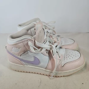 Nike Air Jordan 1 Mid Pink Wash Violet Frost White Girls Sz 4 Y 20.5 Cm - Picture 1 of 10