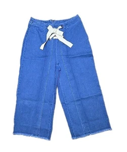 Brittany Humble Lace-Up Wide-Leg Cropped Jean Medium Wash Size 4 - Picture 1 of 5