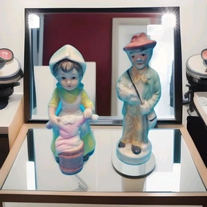 2 Vintage Miniature Wash Day Lady Tub Washing Clothes Figurines Old Man wood 4.5 - Picture 1 of 13