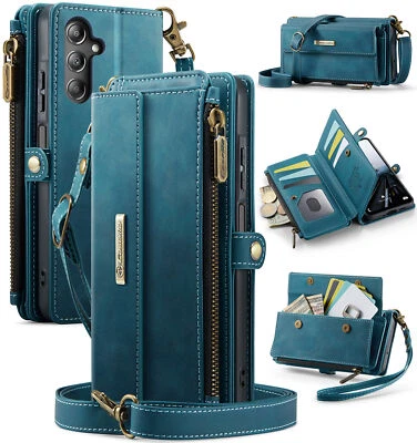 Funda tipo billetera bandolera para Samsung A16 A15 A54 A55 A56 5G ranura para tarjeta con bloqueo RFID Foto 1 de 4