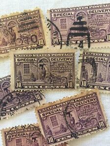 Lot of 7 - 1927 UNITED STATES Stamp 10 cent MOTORCYCLE SPECIAL DELIVERY - Used