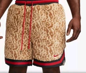 Mens XL Nike Leopard Print Faux Fur Premium Basketball Shorts DQ6176-206 New - Picture 1 of 11