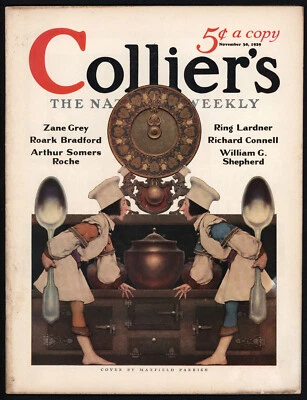 Collier's Magazine November 30, 1929 ~ Maxfield Parrish ~Thanksgiving ~Art Deco - Image 1 of 4