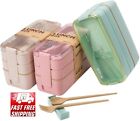 3 Pack Wheat Straw Bento Box Stackable Lunch Box Kit 3 Layer  Compartment 900ML