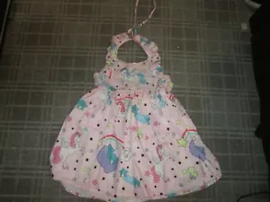 GIRLS DRESS AGE 6-7 Easter Unicorn Princess Birthday party sundress SUMMER PINK - Picture 1 of 6