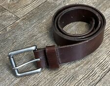 VTG LL Bean Leather Belt Size 32 Brass Buckle Made In USA Brown 1.25” Nice Maine