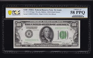 US 1928A $100 FRN St Louis DGS FR 2151-H PCGS 58 PPQ Ch AU (502) - Picture 1 of 2