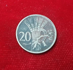 20 Haleru Heller 1921 Coin Coin Czech Republic Czechoslovakia Corn Ears Sickle - Picture 1 of 2