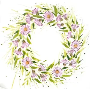 R184# 3 servilletas de papel individuales para decoupage primavera púrpura aster corona de flores - Imagen 1 de 8