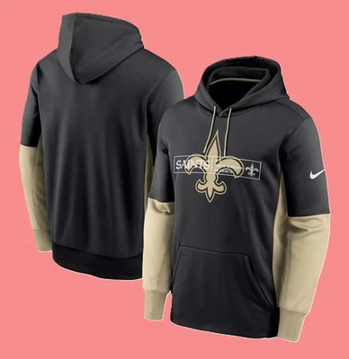 Nike Black New Orleans Saints Color Block Therma Fit Pullover Hoodie Men's S NWT - Image 1 of 4