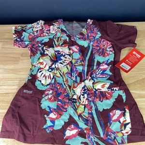 New Grey's Anatomy By Barco Women's Scrub Top Floral Small - Picture 1 of 12