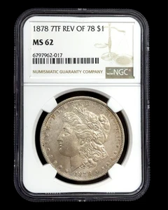 1878 MORGAN SILVER DOLLAR $1 7TF REV OF 78 MS 62 NGC #1107 - Picture 1 of 2