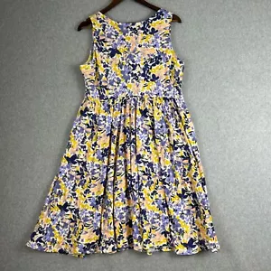 Abito Torrid donna 1 giallo viola stampa floreale aderente e tasche svasate elasticizzato nuovo con etichetta - Foto 1 di 14