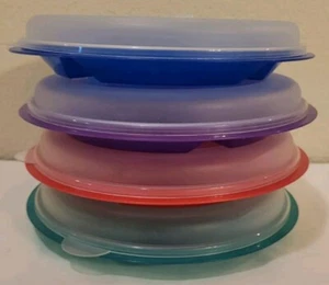 Portable 9" Dia Dinner Plate Set w/Vented Lids • Multicolor • New/Unused! - Picture 1 of 6