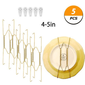 5PCS Plate Dish Spring Flexible Wire Wall Display Hanger Holder Hanging Decor