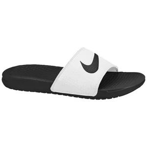 Nike Sliders Women's Benassi Slip On Sliders Holiday Beach white black - Picture 1 of 4