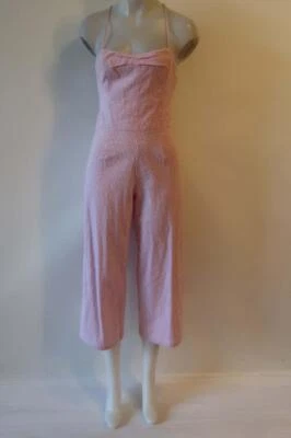 Womens Blue Life Red White Seersucker Striped Seaside Jumper Jumpsuit S * - Image 1 of 4