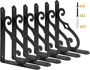 5 Inch Decorative Shelf Brackets, 6 Pack Wall Mounted Metal Shelving Brackets, H - Picture 1 of 12