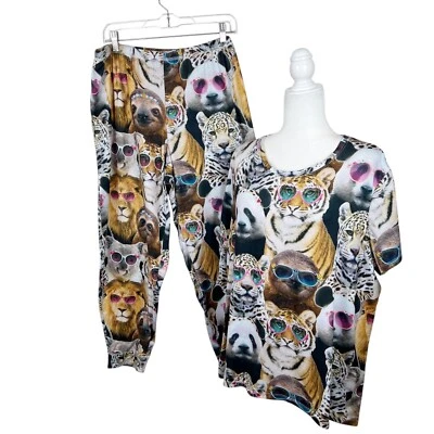 Conjunto de pijama Secret Treasures para mujer extra grande animales gafas pantalones 2 piezas novedad Foto 1 de 4