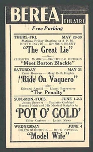 1941 Berea Oh teatro muestra la gran mentira con Davis y G Brent etc. - Imagen 1 de 1