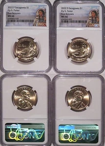 2022 P & D Ely S. Parker Native Sacagawea $1 Dollar Set NGC MS 66 First Releases - Picture 1 of 2