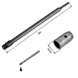 FRESA A TAZZA 40mm CAROTATRICE CON ASTA SDS PLUS 50cm CALCESTRUZZO CEMENTO - Foto 1 di 2