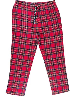 Pantalones para dormir de franela Columbia para hombre L rojos tartán a cuadros botones ropa de estar nuevos sin etiquetas Foto 1 de 4