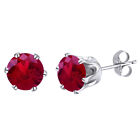 2.40 CT Round Ruby In 14k White Gold Plated 6 Prong Stud Earrings 7mm $68.95
