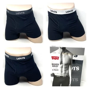 Levi's Men’s Underwear Boxer Brief 3-Pack Cotton Stretch Black Size 37453 0582 - Picture 1 of 7
