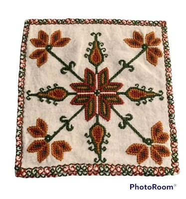 Vintage Embroidered Hand Made Cushion Cover 42x42cm-070 - Image 1 of 4