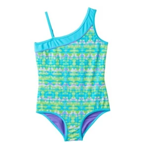 Free Country Blue Tie Dye Asymmetrical One-Piece Swimsuit Girls Size 8 - Picture 1 of 1