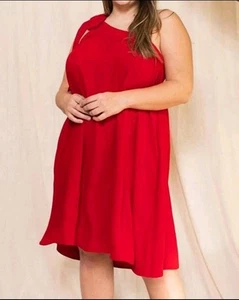 Oddi Plus Bow Tie One Shoulder Dress Size Size 3X Magenta Pockets Super Soft - Picture 1 of 8