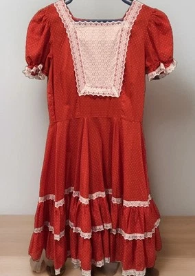Vestido de Baile Cuadrado Vintage Talla 14 Rojo Modos Malco Foto 1 de 4