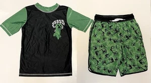 Minecraft Zombie Creeper Rash Guard and Swim Trunks Outfit Set Kid Size M - Picture 1 of 11