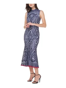 JS COLLECTION Womens Blue Lined Sleeveless Midi Formal Mermaid Dress 8 - Picture 1 of 9