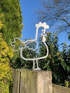 GALLINA POLLO CERCA TOPPER PECULIAR DIVERTIDO JARDÍN HOGAR DECORACIÓN ACERO REGALO - Imagen 1 de 3