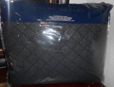 Nuevo RALPH LAUREN TAIT JOURNEY’S END Queen DIAMOND BOX EDREDÓN AZUL MARINO $385 Minorista Foto 1 de 3