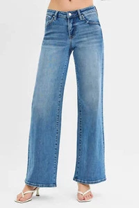 RISEN Low Rise Wide Leg Jeans - Picture 1 of 6