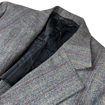 Blazer de colección Marshall Field para hombre Mansfield tweed 2 botones azul marino a rayas • 43R Foto 1 de 4