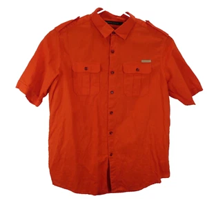 Sean John Button Down Shirt Red Short Sleeve Linen Blend Mens 2XL Collared Y2K - Picture 1 of 18