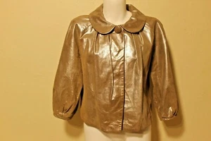 CHAQUETA DE CUERO NUEVA LAL LIVE A LITTLE LADY TALLA M COLOR MARRÓN BRILLANTE/DORADO - Imagen 1 de 5