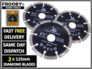 3 x 4.5" 115mm DIAMOND CUTTING DISC ANGLE GRINDER BLADE GRINDING STONE MARBLE UK - Picture 1 of 8
