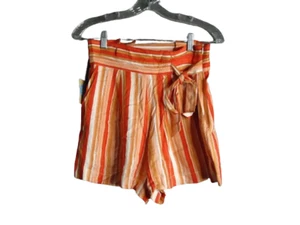 Forever 21 Woven Red Sahara Collection Shorts w/ Belt Red Taupe Stripe Size Sm - Picture 1 of 10