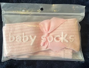 NEW Infant Girl Ribbon BOW Baby Socks Pink Cotton Rich Knee High - Picture 1 of 8