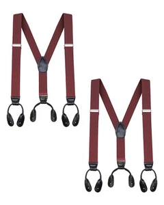 Buyless Fashion Button End 2 Pack Suspender Men 48" Adjustable Straps 1 1/4" - Y - Picture 1 of 98
